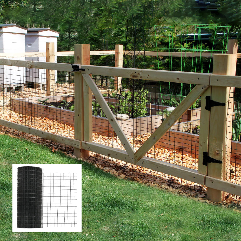 24inch x 50ft Black Vinyl Coated Hardware Cloth 2" X 3" 16Ga Welded Wire Mesh fence, PVC Coated Welded Chicken Wire Fencing, Metal Garden Plant Fencing, for Chicken Coop and Home Improvement