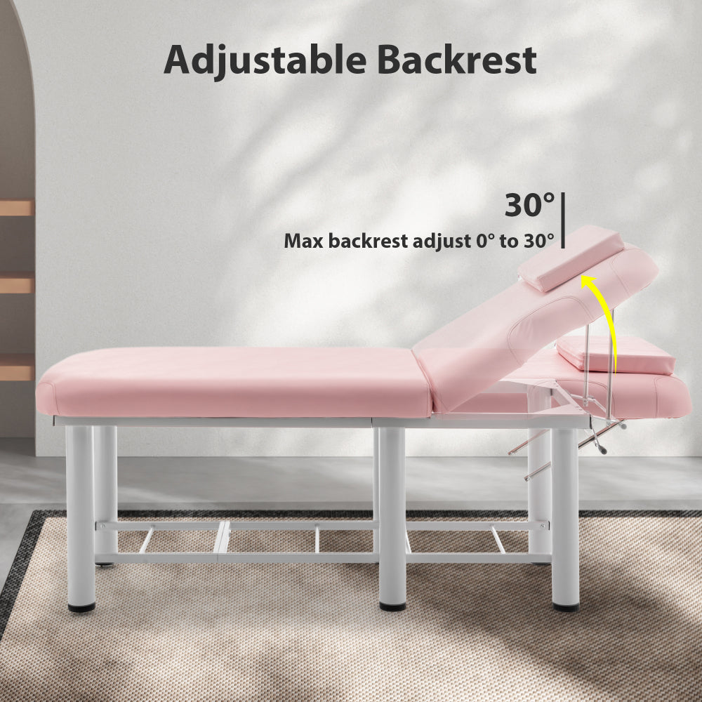 Professioanl Massage Table , Backrest Adjustable, Removable Headrest, Bottom Shelf Storage , Memory Foam Layer Salon Bed,White
