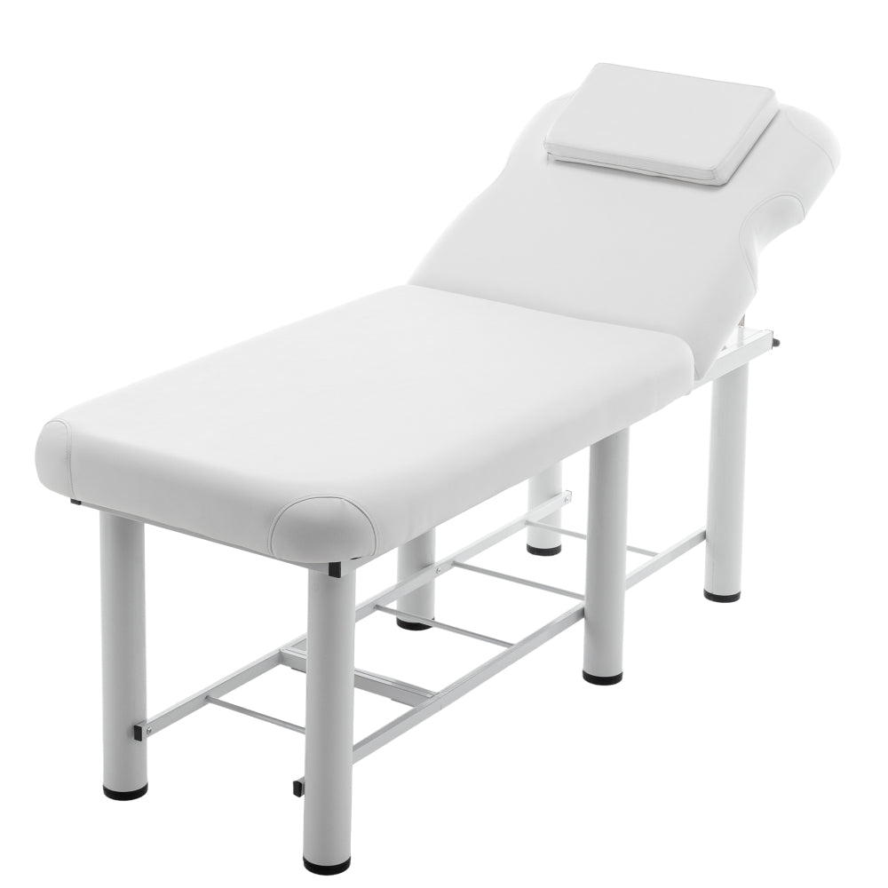 Professioanl Massage Table , Backrest Adjustable, Removable Headrest, Bottom Shelf Storage , Memory Foam Layer Salon Bed,White