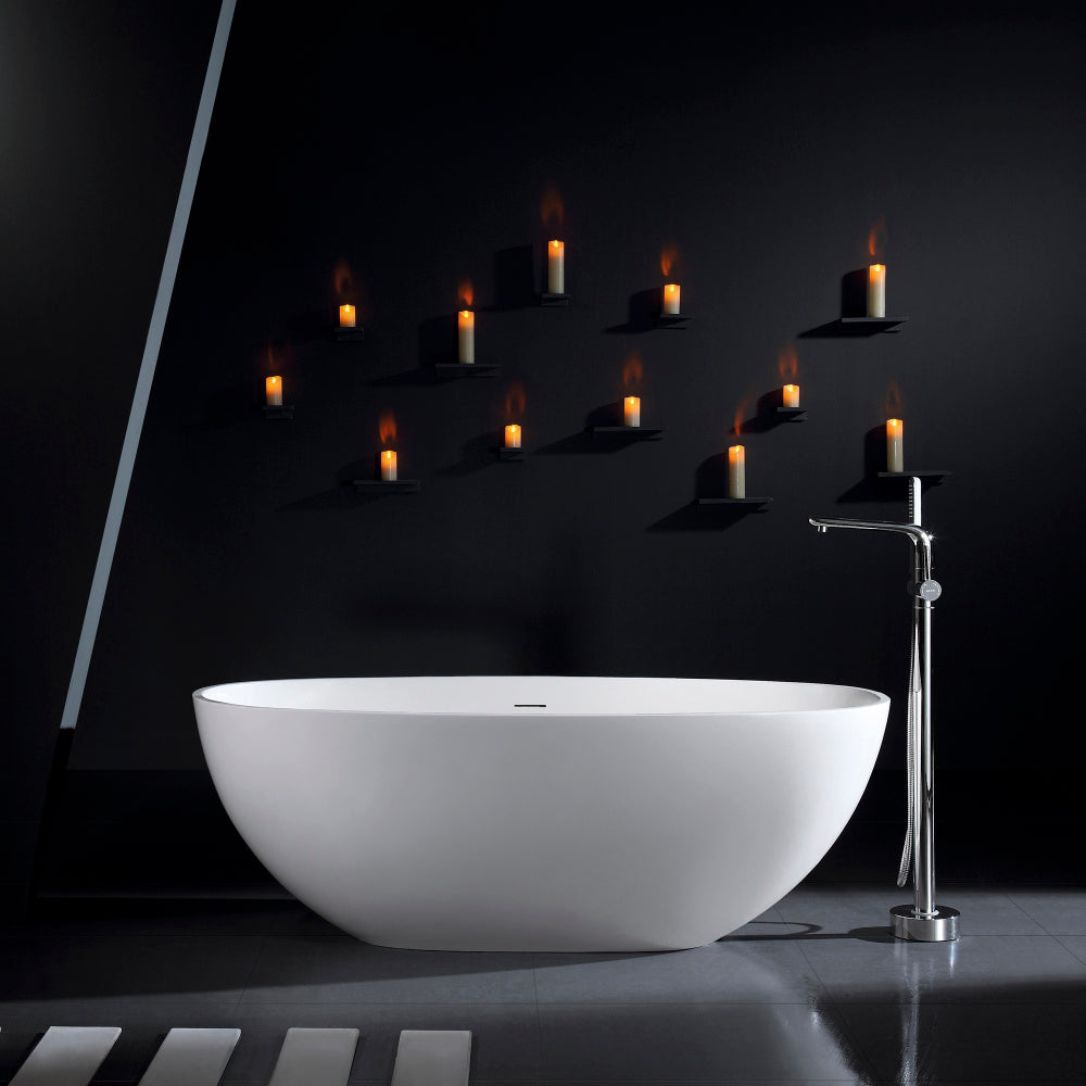 65.2 inch freestanding solid surface soaking bathtub for bathroom