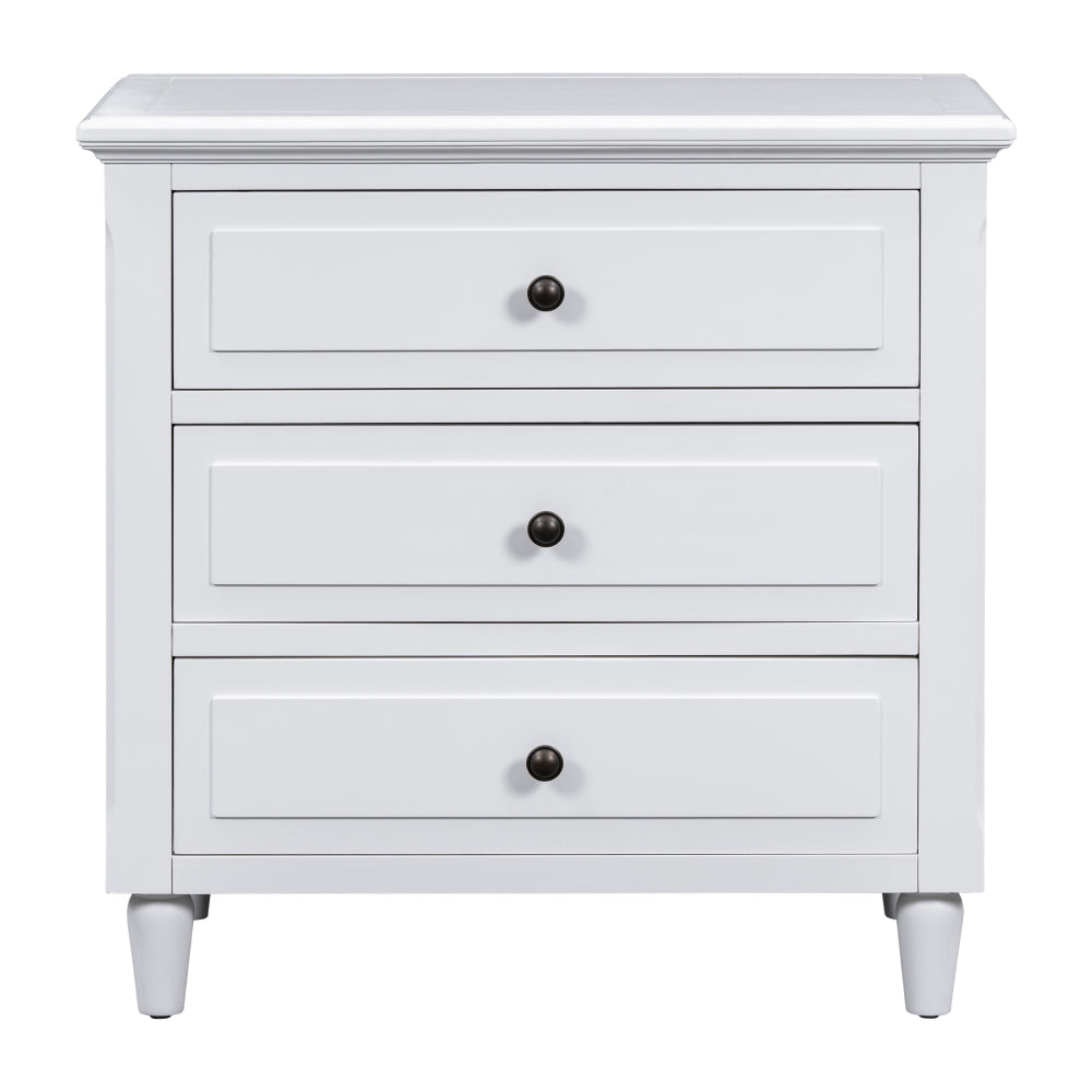 U_STYLE Embrace sophisticated organization with a contemporary bedside cabinet featuring three robust drawers, offering ample space to store personal items and simplify your daily routine.