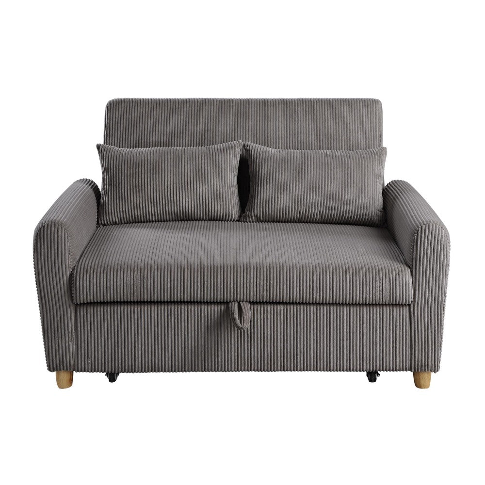 Justine 54" Brown Corduroy Convertible Sleeper Loveseat