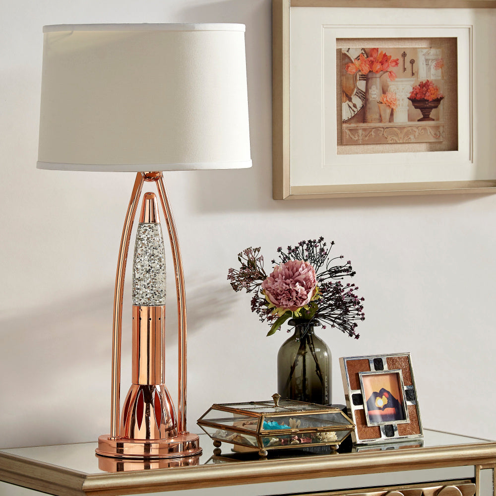 Modern Design Table Lamp 1pc Sparkling Decorative Home Decor Designer Table Lamp, Water Dancing Light, Satin Night Light