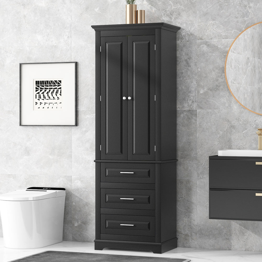 Tall Storage Cabinet with Two Drawers for Bathroom/Office, Grey