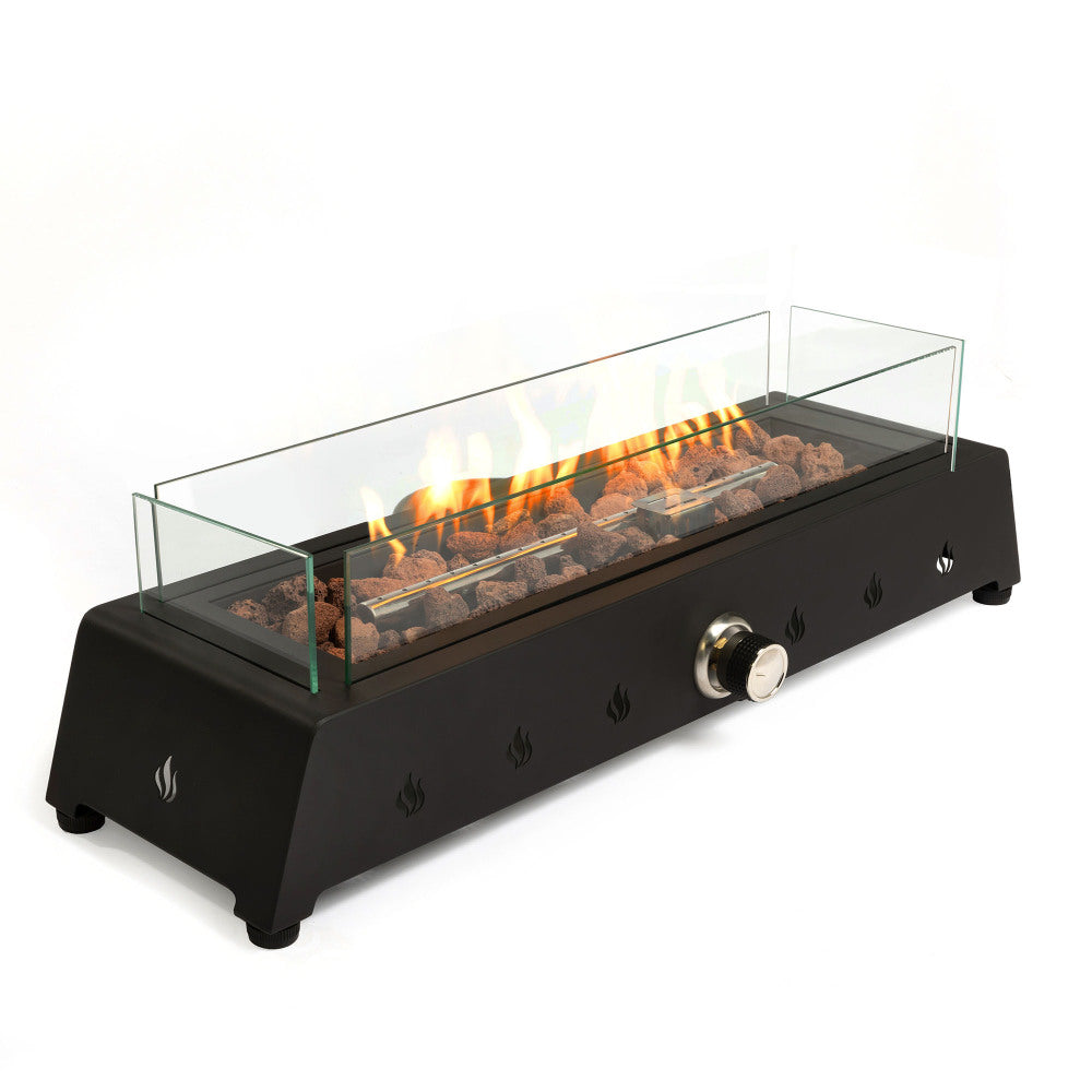28" Propane Gas Fire Pits, 50000 BTU Rectangular Steel Fire Pit for  Outdoor living room Garden Balcony -Black