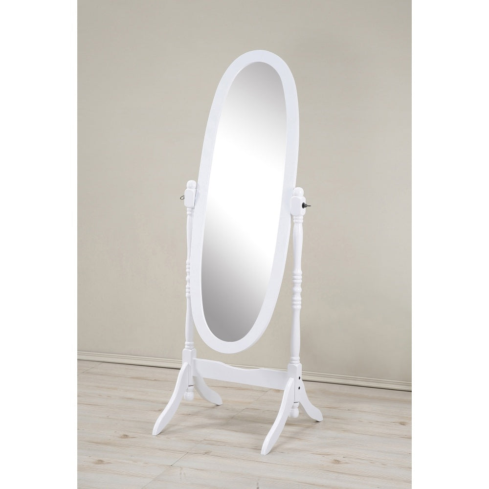 Traditional Queen Anna Style Wood Floor Cheval Mirror, Black Finish