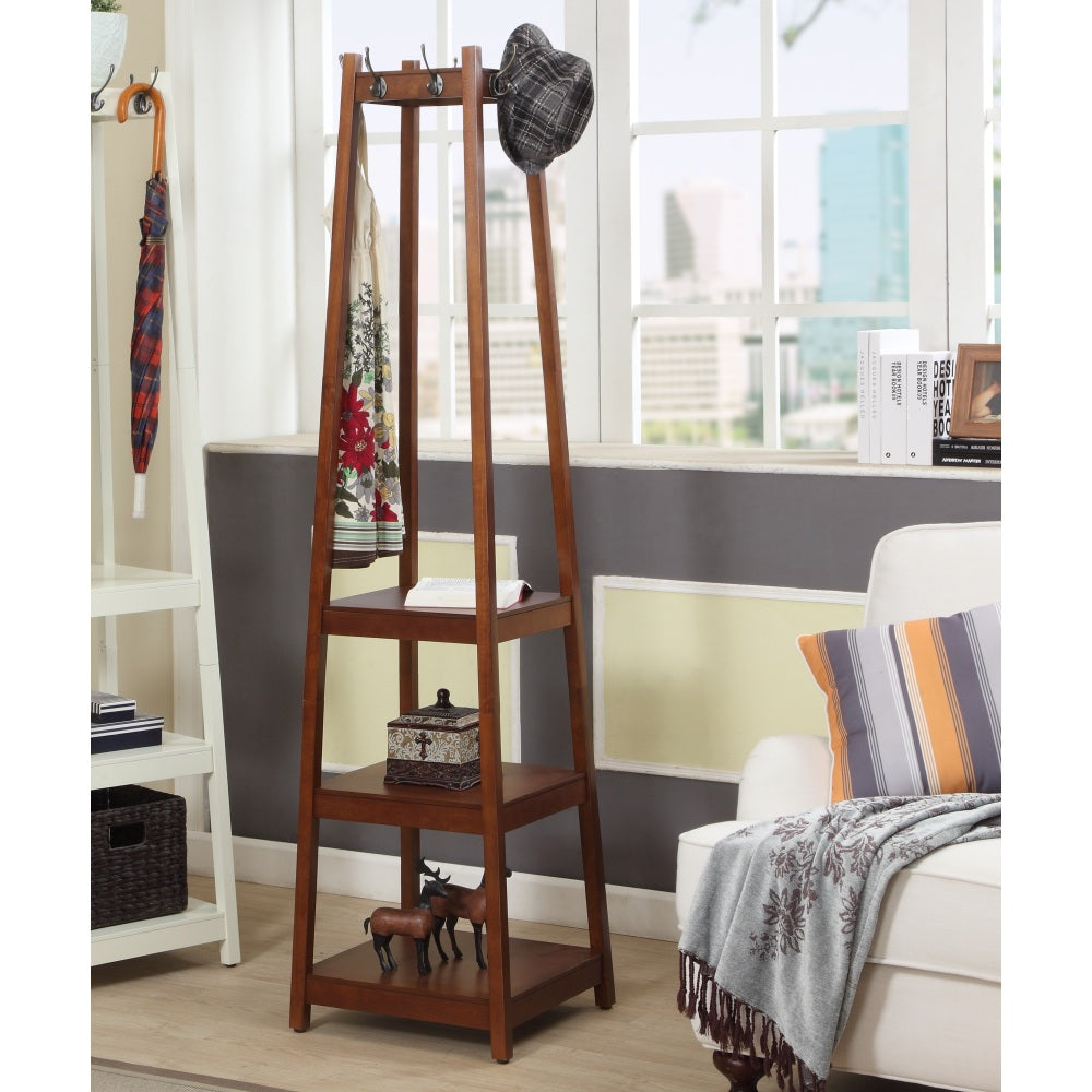 Vassen Coat Rack w/ 3-Tier Storage Shelves in Black Finish
