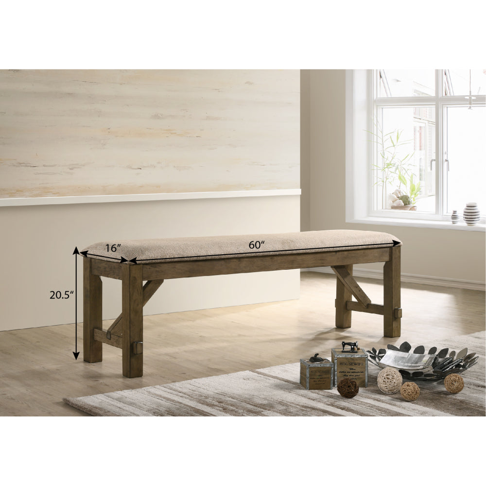 Raven Wood Fabric Upholstered Dining Bench