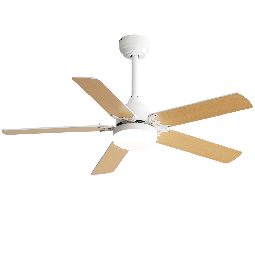 42 Inch Modern Ceiling Fan With LED Light 5 Blades Remote Control Reversible DC Motor Black For Bedroom