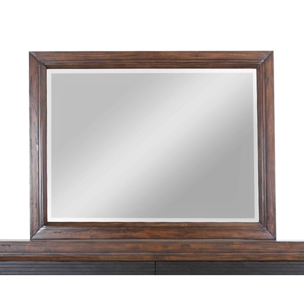 Landscape Mirror, No Assembly Required, Rustic Buckeye Finish