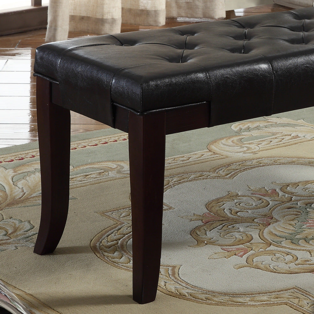 Linon Tufted Bench, Faux Leather, Espresso