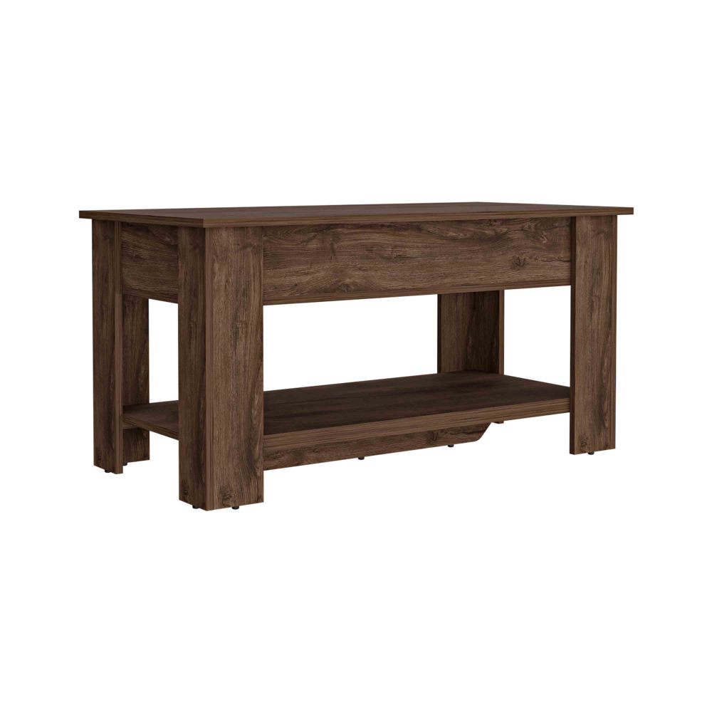 Storage Table, Four Legs, Lower Shelf, Dark Brown