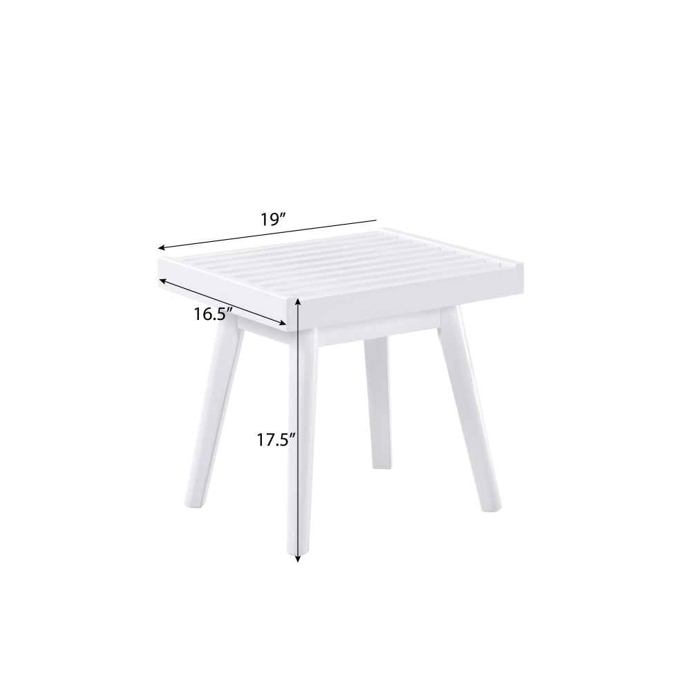 Larwich Solid Wood Slatted Bench, 19-Inch Long, White