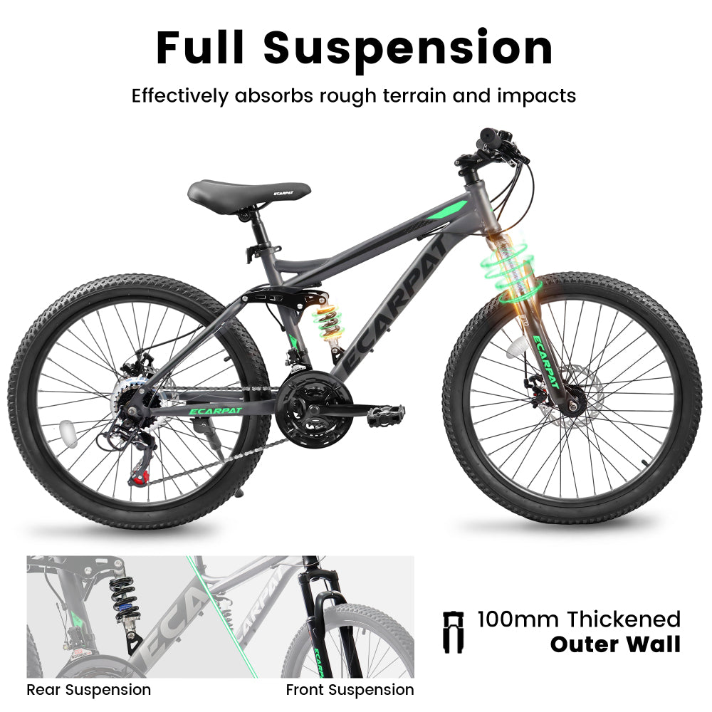 A2660 26 Inch Mountain Bike, 21-Speed Disc Brakes, Durable Frame, Front, Rear Dual-Shock Absorption, Unisex for Commuting, Travel, School, Mountain and City Road Cycling