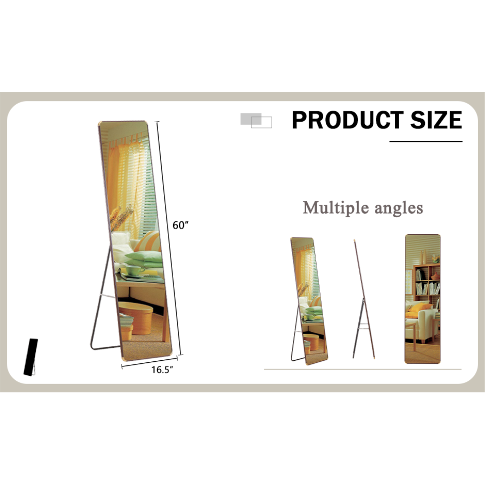 The 4th generation floor standing full-length mirror. wall mirror, bathroom makeup mirror, bedroom foyer, clothing store, wall mounted. 60 "* 16.5"