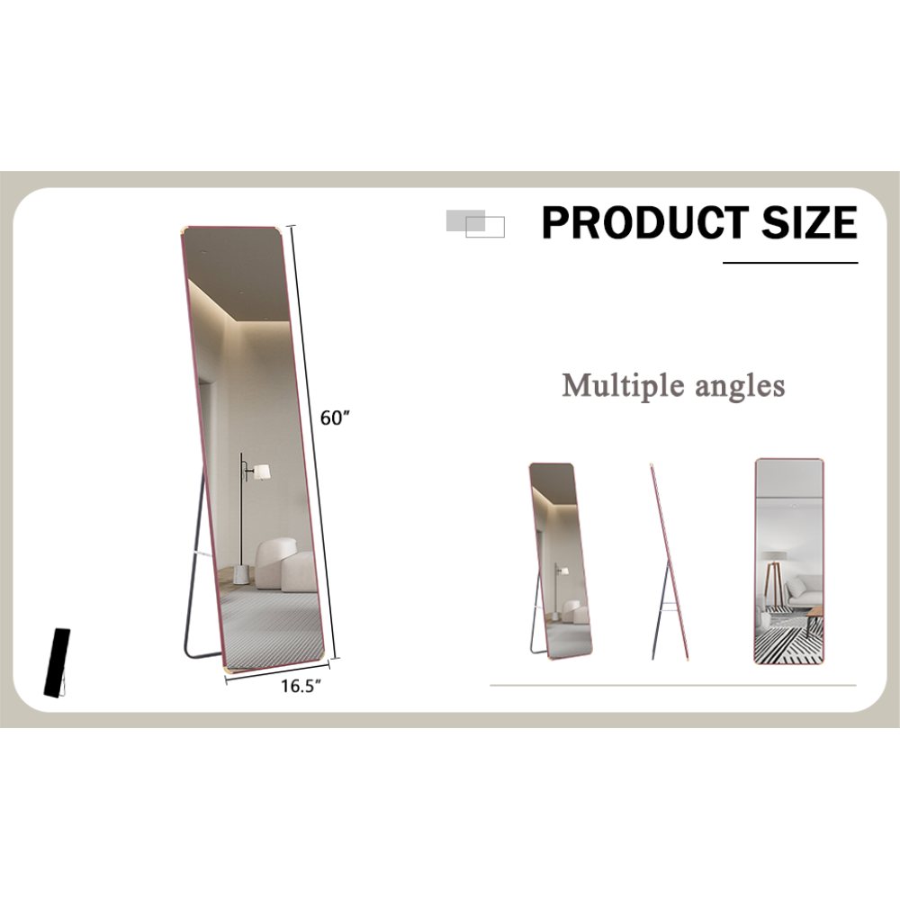The 4th generation floor standing full-length mirror. wall mirror, bathroom makeup mirror, bedroom foyer, clothing store, wall mounted. 60 "* 16.5"