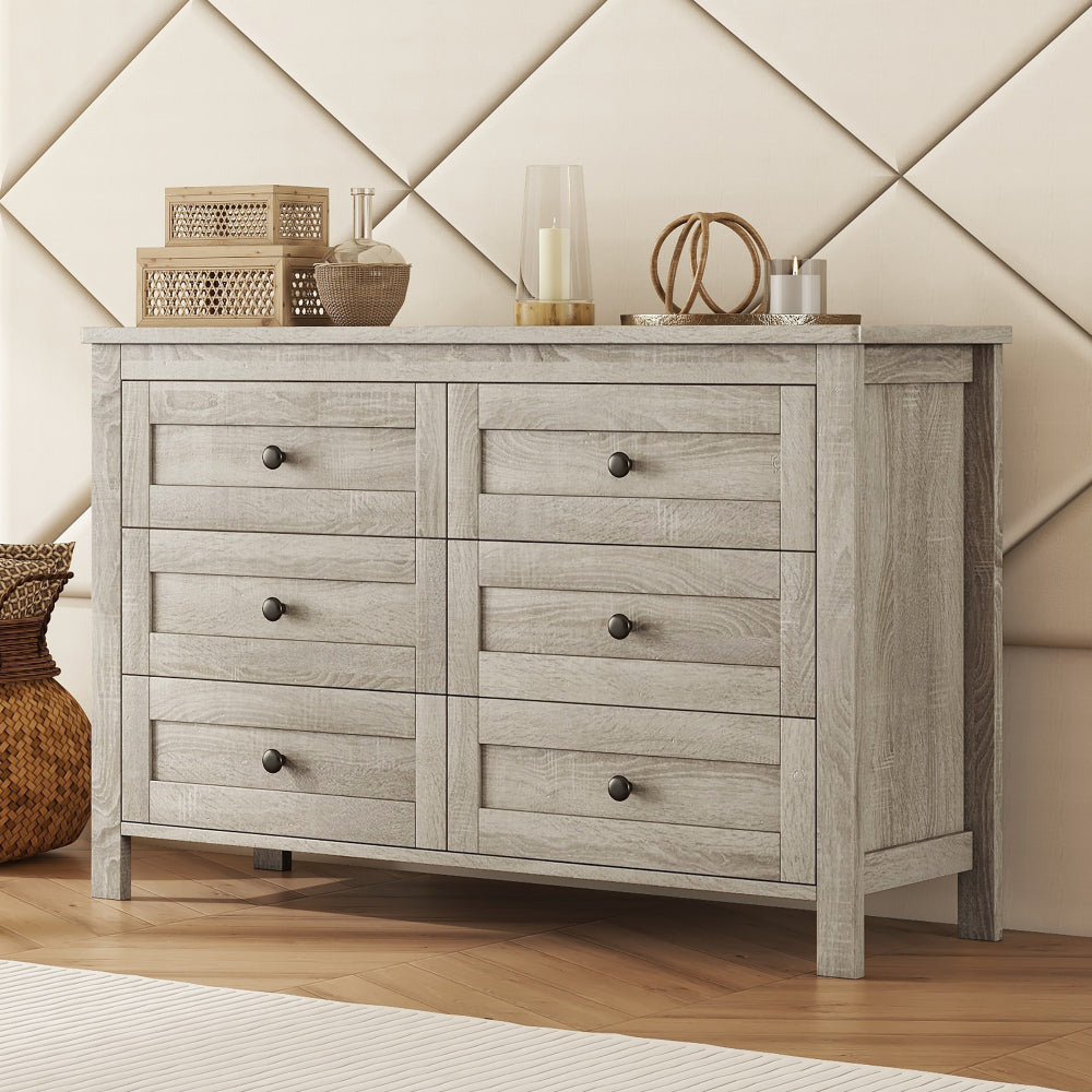 3-Pieces Bedroom Sets Full Size Farmhouse Platform Bed with Double Sliding Door Storage Headboard and Charging Station, Storage Nightstand and Dresser, Antique Gray