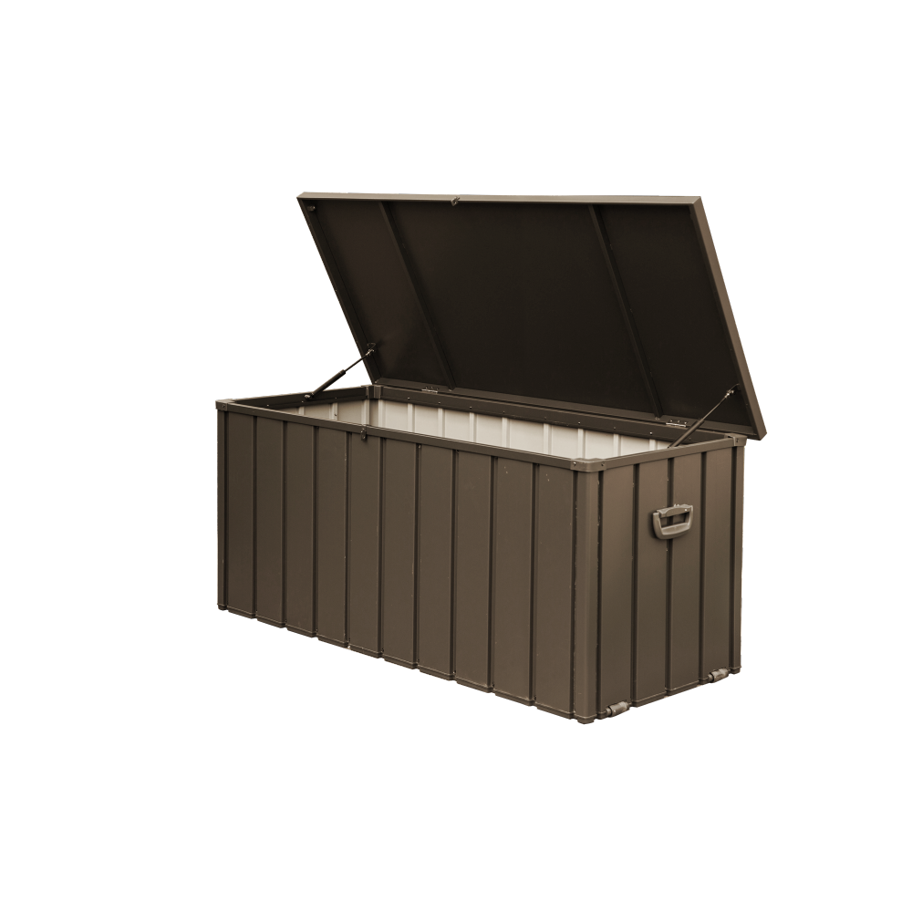 100 Gallon Outdoor Storage Deck Box Waterproof, Large Patio Storage Bin for Outside Cushions, Throw Pillows, Garden Tools, Lockable (Dark Gray)