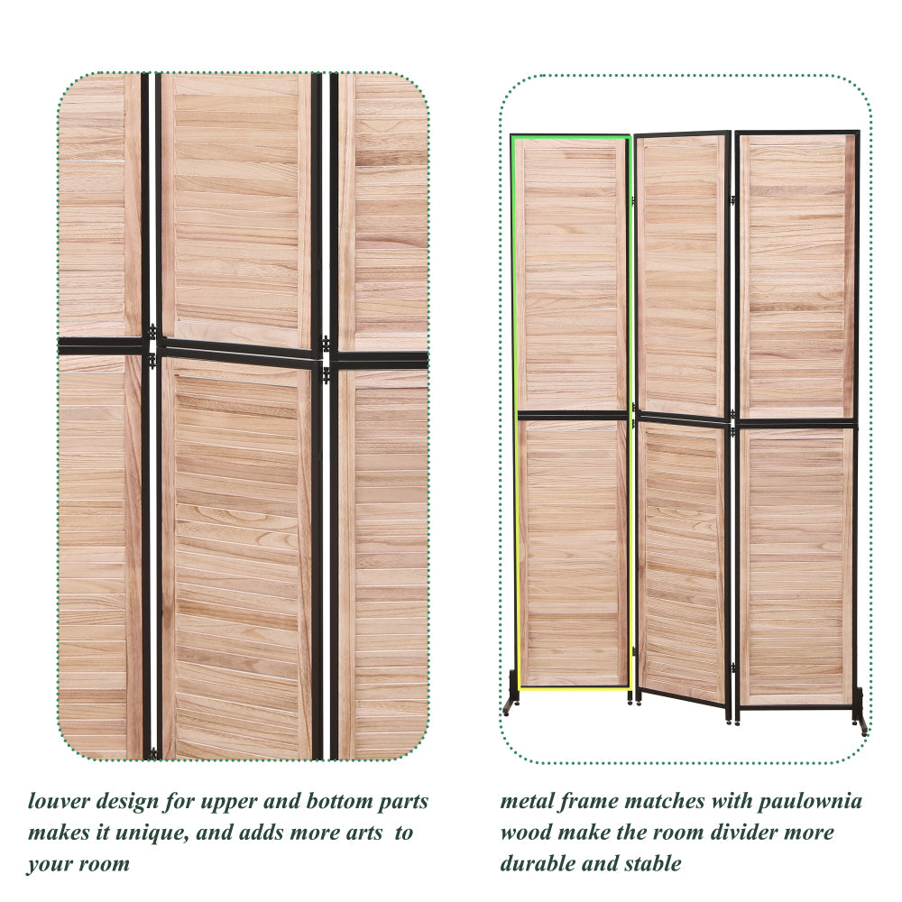 3 Panel Room Dividers and Folding Privacy Screen Natural Wooden Room Partitions 6ft Wall Divider for Room Separation (Natural)