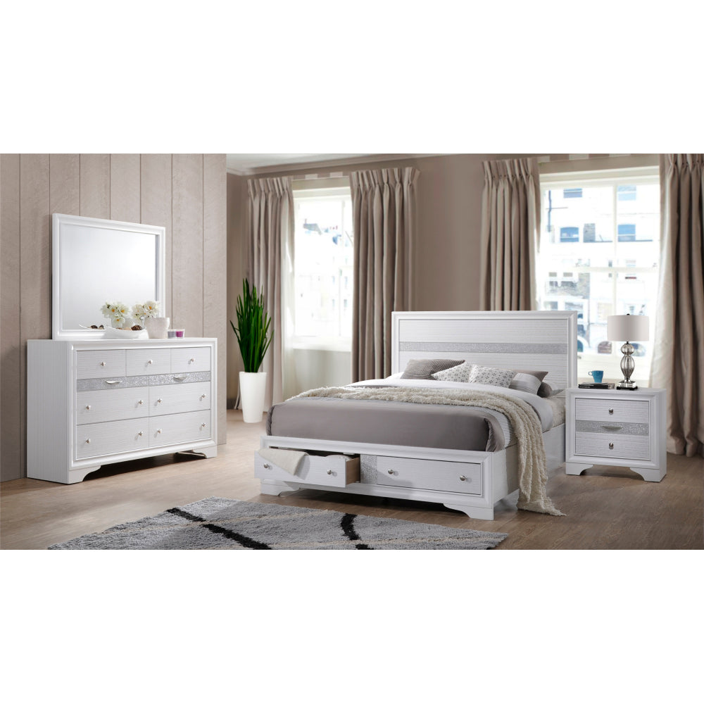 Traditional Queen 4 piece Storage Bedroom Set made with Wood in Gray