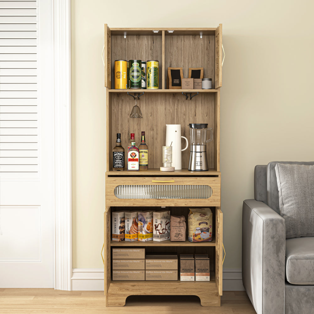67'' Tall Pantry Buffet Cabinet  Freestanding Hutch Cupboard for Home, Kitchen,Tall Freestanding Liquor Cabinet Bar for Kitchen, Dining Room
