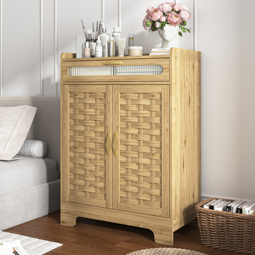 Coffee Bar Cabinet, Modern Farmhouse Buffet Sideboard 
with Drawer and Adjustable Shelf, Barn Door Storage Cabinet for Kitchen, Dining Room, Bathroom, Entryway