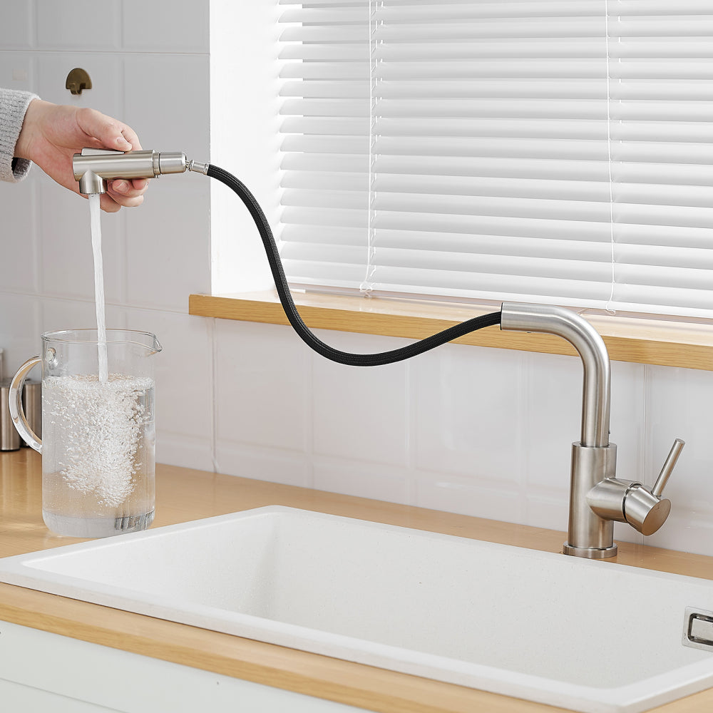 Sink Faucet, Black Kitchen Faucets with Pull out Sprayer, Bathroom Sink Faucets Mini Bar Prep Faucet