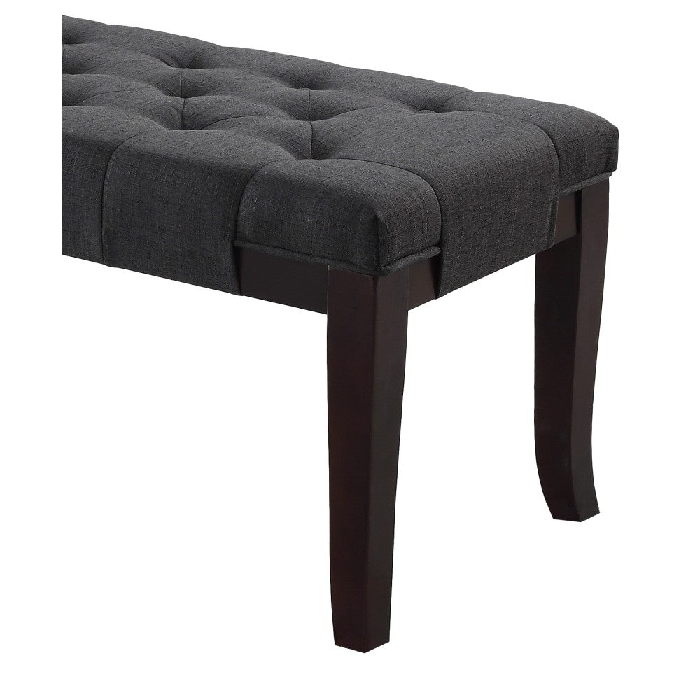 Linon Tufted Bench, Fabric, Gray