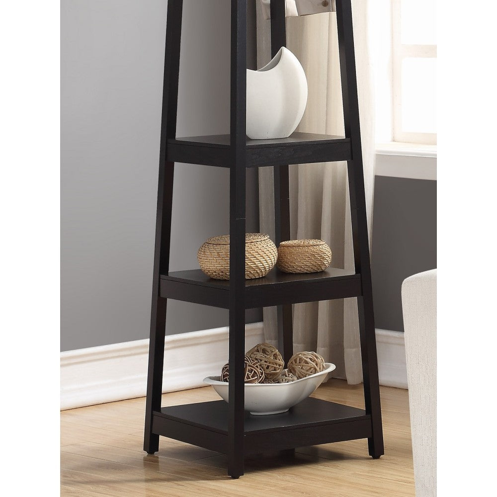 Vassen Coat Rack w/ 3-Tier Storage Shelves in Black Finish