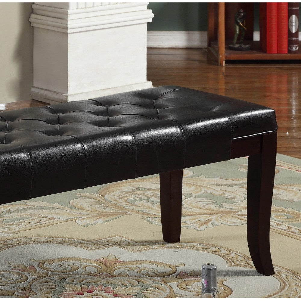 Linon Tufted Bench, Faux Leather, Espresso