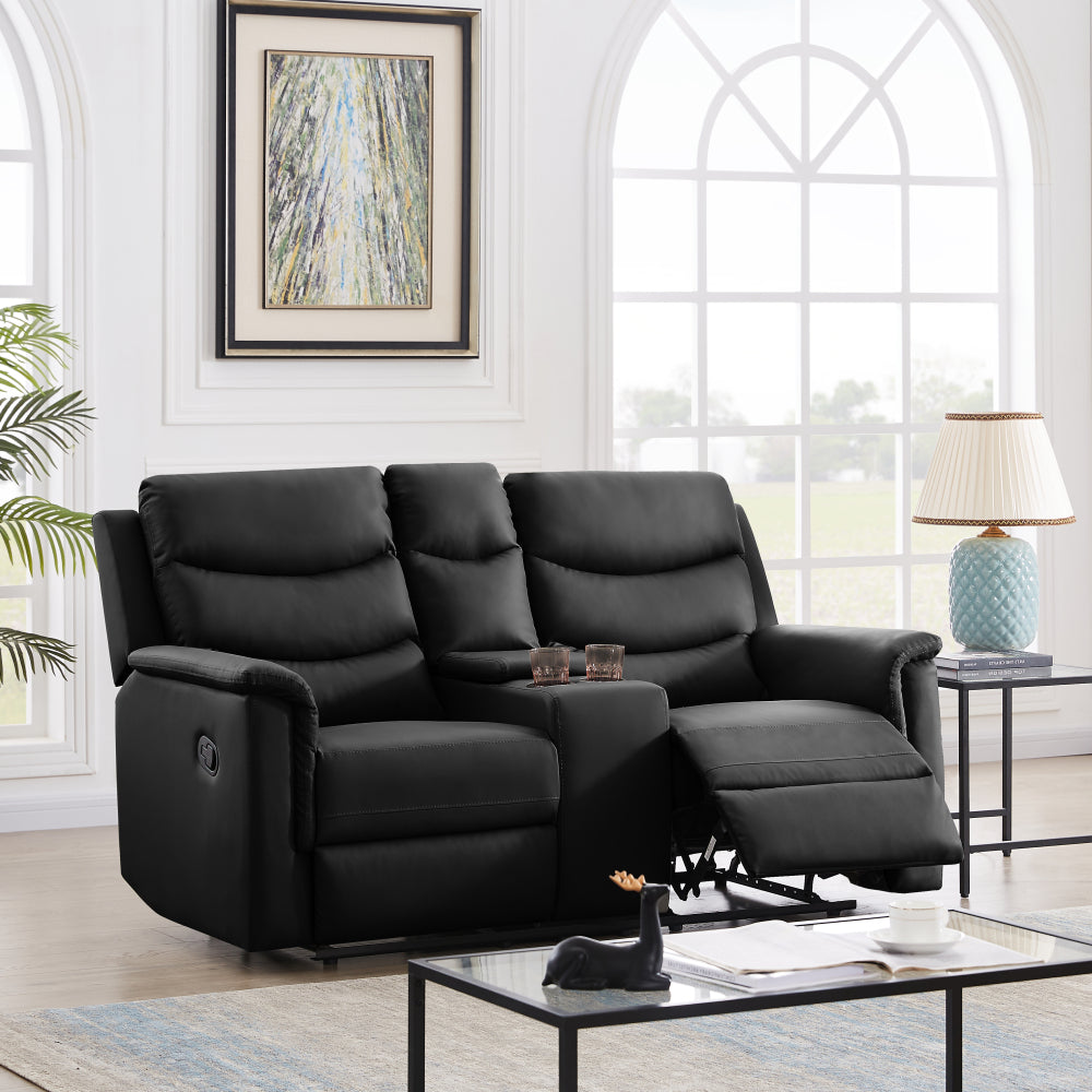 2-SEATER MOTION SOFA BLACK PU ( W22343699 / W223P149016 )