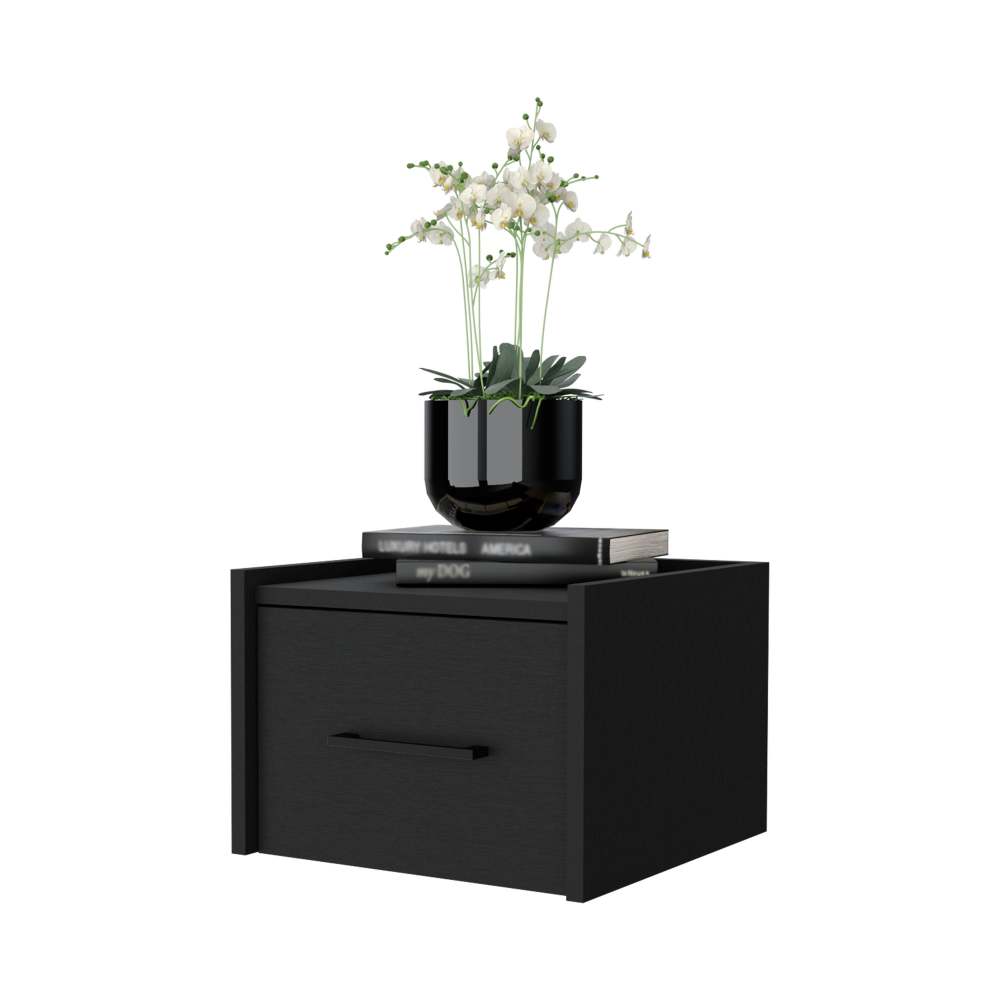 Black Wall-Mounted Floating Nightstand