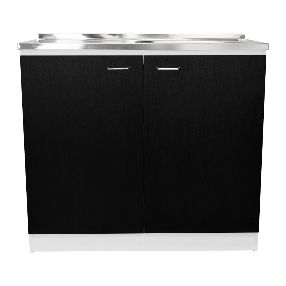 Napoles Utility Sink With Cabinet, Double Door, One Shelf -White / Black