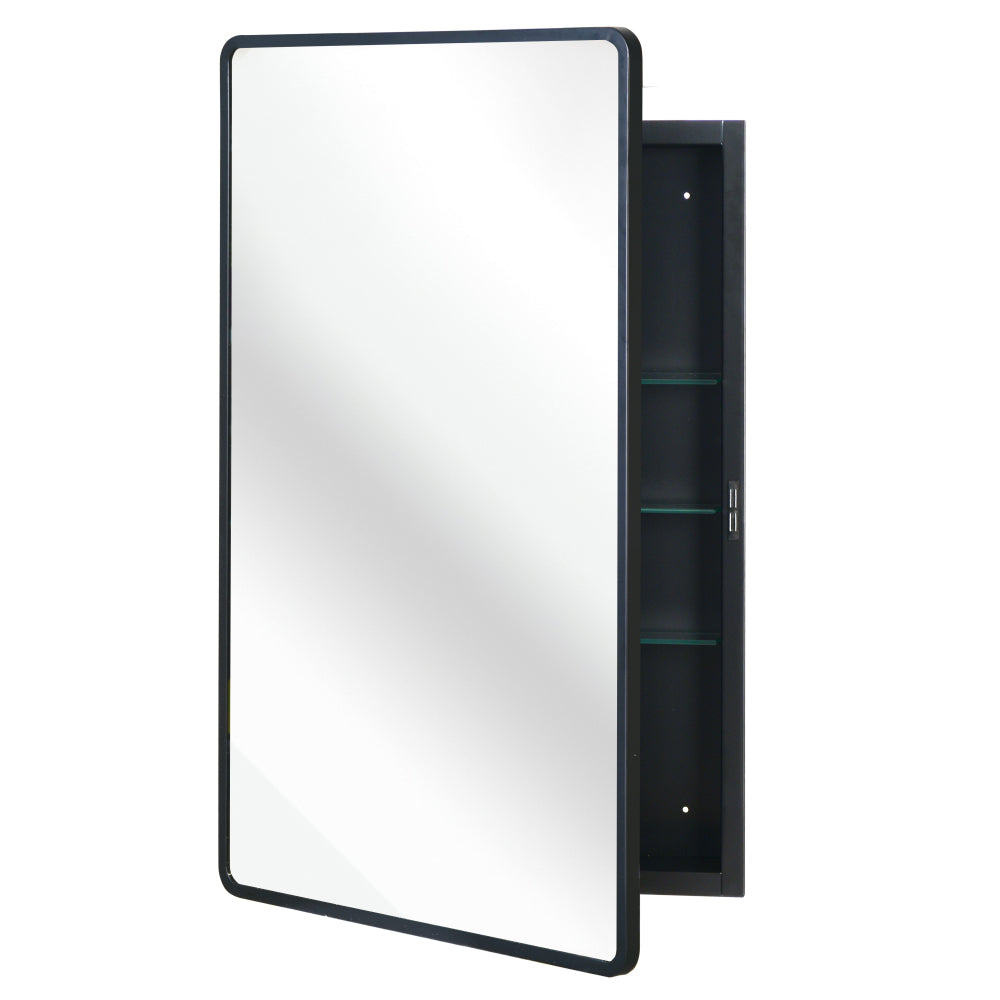 Black 16x24 inch  Metal Framed Wall mount or Recessed Mirror Cabinet