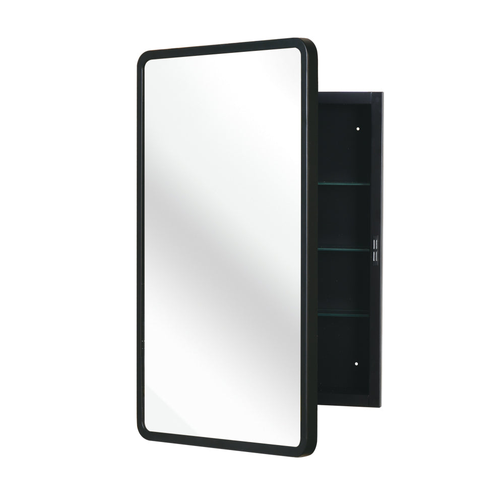 Black 16x24 inch  Metal Framed Wall mount or Recessed Mirror Cabinet