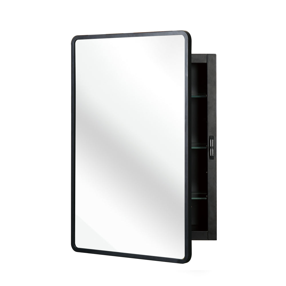 Black 16x24 inch  Metal Framed Wall mount or Recessed Mirror Cabinet
