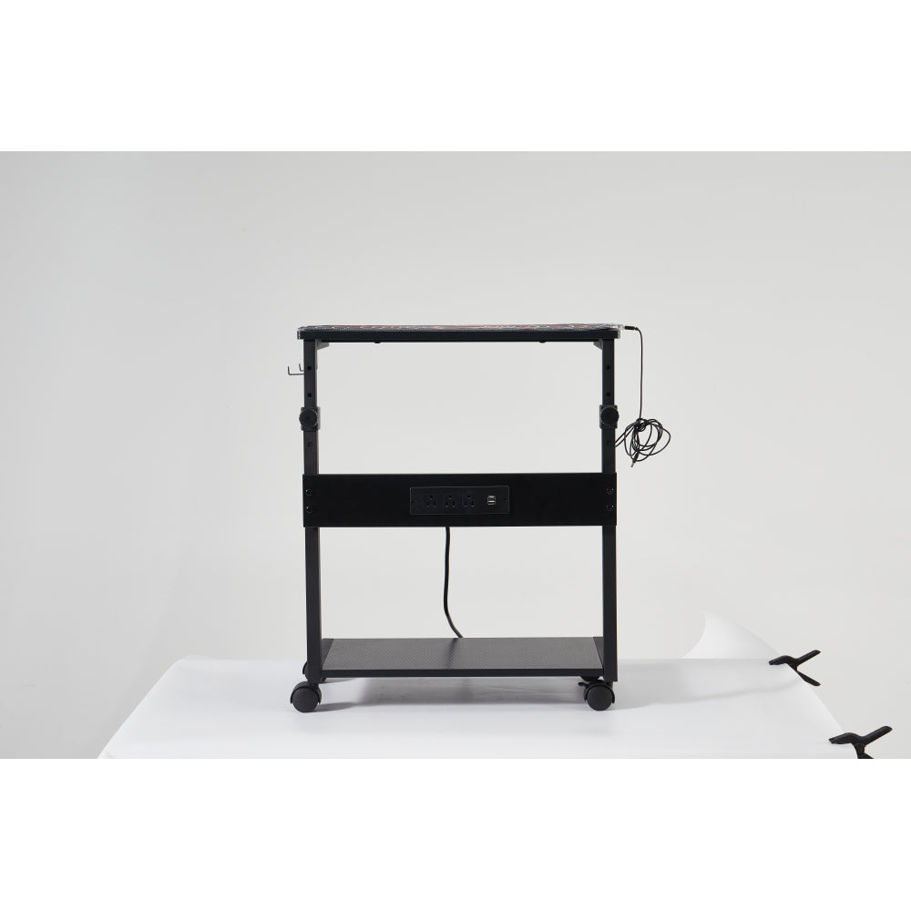 Height Adjustable Computer Tower Stand, 2-Tier ATX-Case CPU Holder Cart Under Desk Mobile PC Laptop Home Office Gaming Accessories w/Rolling Wheels