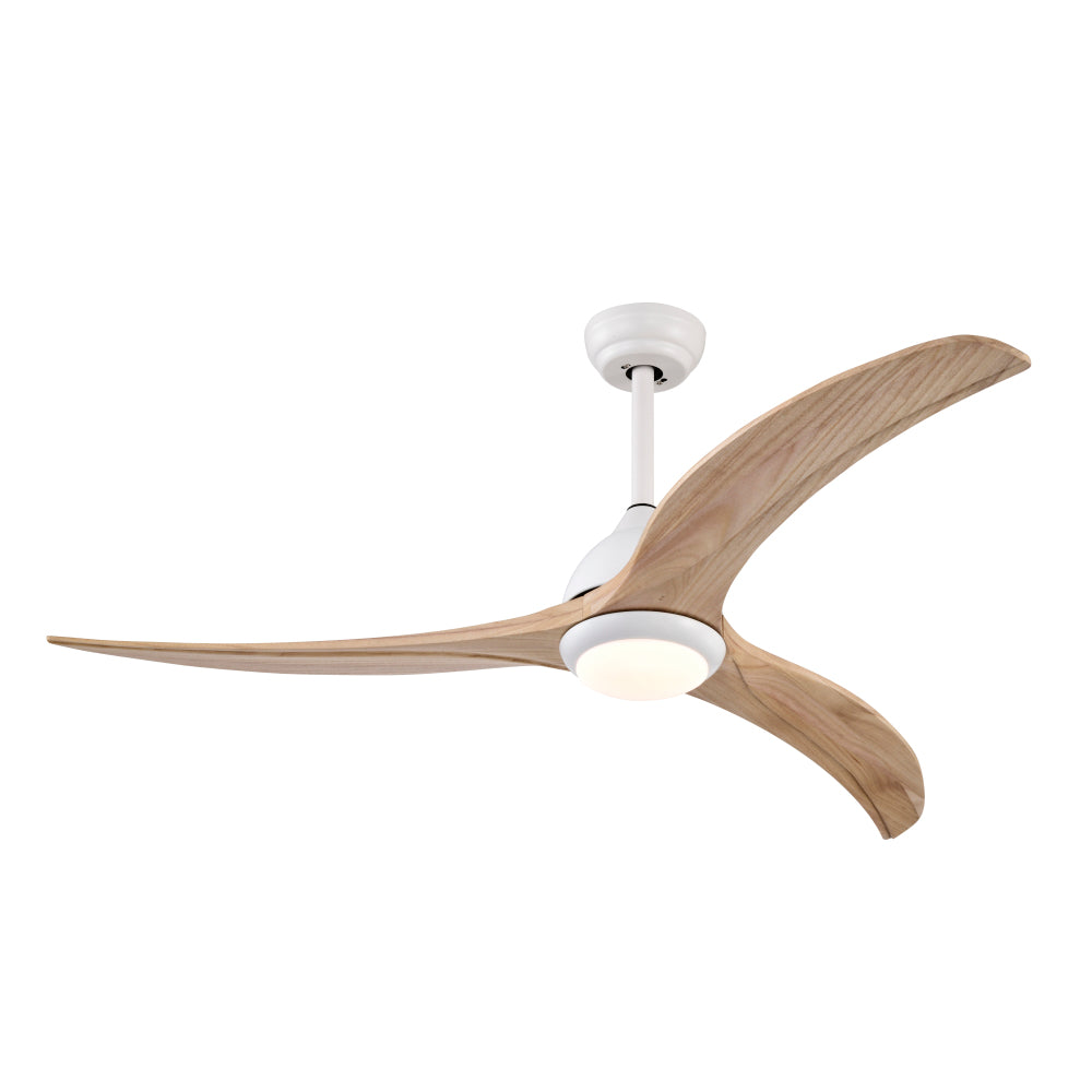 (Same SKU W1592P176976) 52" Ceiling Fan, Solid Wood Blades Ceiling Fan With Light with Remote Control, Noiseless Reversible Motor, 6 Speed ,3 Color ,for Patio Living Room, Bedroom,Indoor.(Matte White)