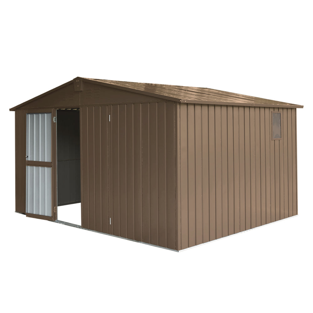 Backyard Storage Shed 11' x 12.5' with Galvanized Steel Frame & Windows, Outdoor Garden Shed Metal Utility Tool Storage Room with Lockable Door for Patio(Dark Gray)