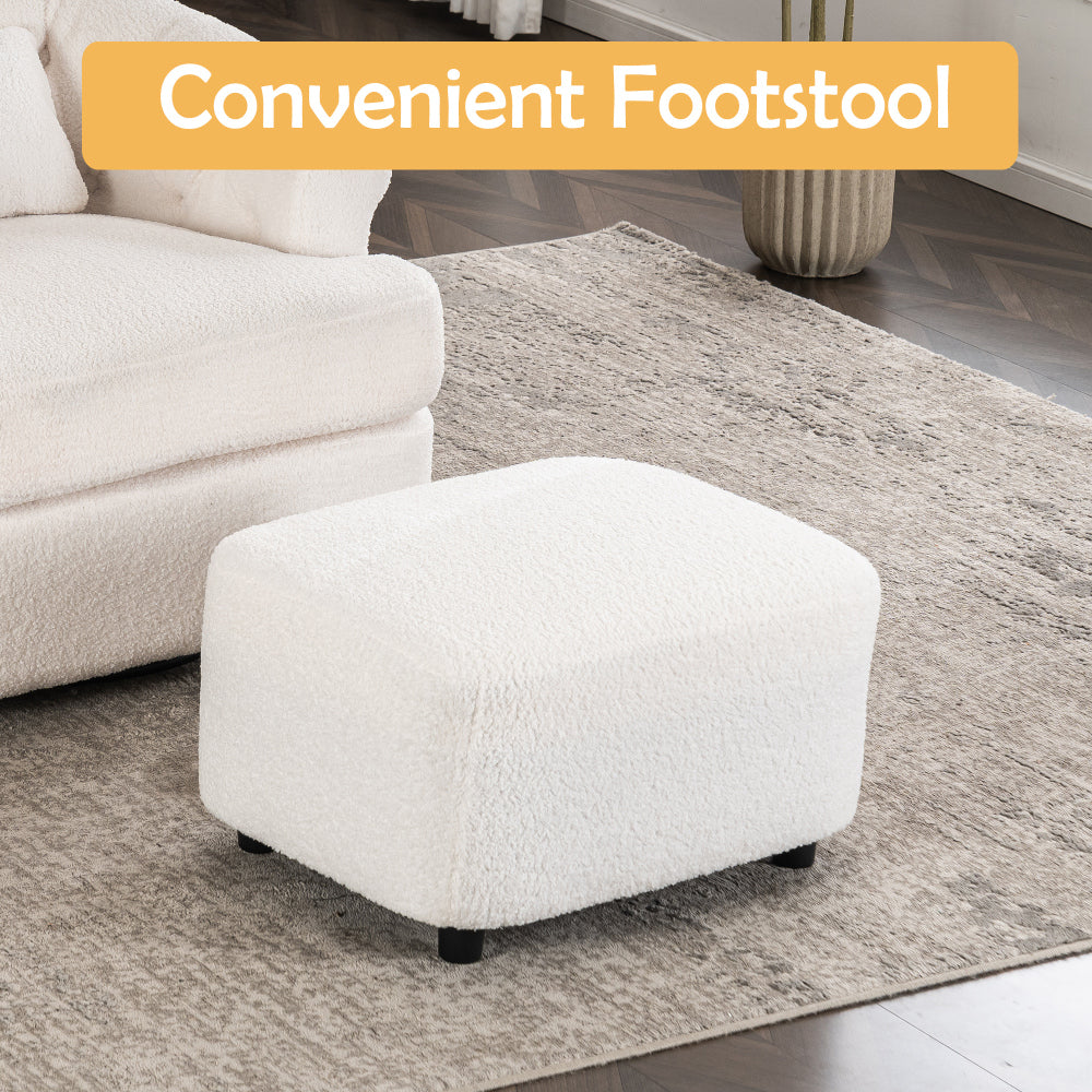 Swivel Chair with Ottoman, Modern Luxury Velvet Swivel Accent Chair, Comfy Round Armchair,  Single Sofa Armchair with Lounge Seat for Bedroom/Office/Reading Spaces,Set of 1,Off-white