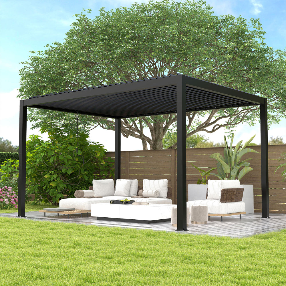 8640E Louver Pergola 10x19ft aluminum frame & steel louvers