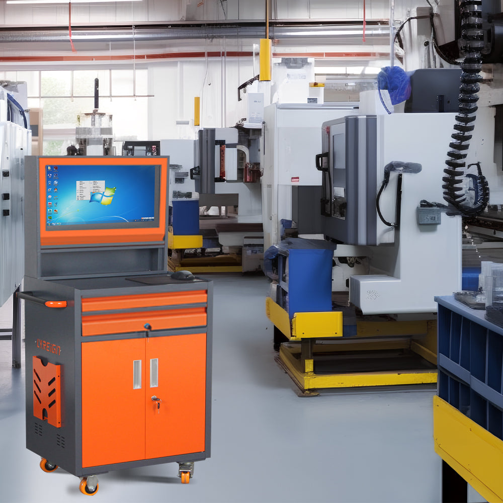 Industrial PC Cabinet Mobile metal computer cabinet deep cabinet can accommodate up to 27-inch monitor