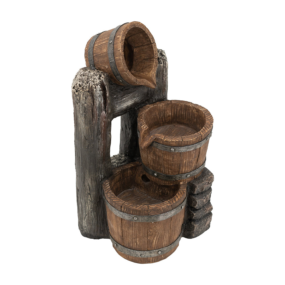 11x13.4x31.5" Rustic Decorative Tree Trunk 5 Tier Water Fountain, with Light and Pump, for Indoor and Outdoor