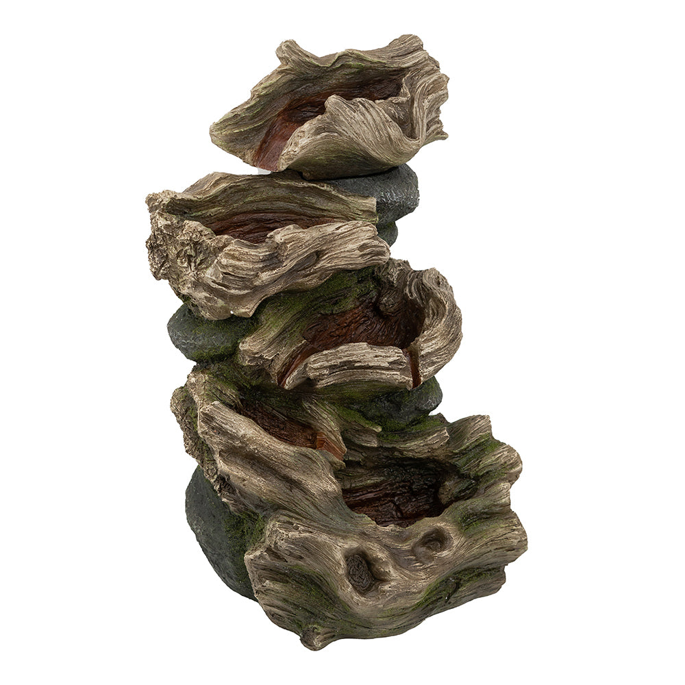 11x13.4x31.5" Rustic Decorative Tree Trunk 5 Tier Water Fountain, with Light and Pump, for Indoor and Outdoor