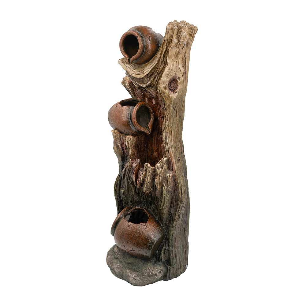 11x13.4x31.5" Rustic Decorative Tree Trunk 5 Tier Water Fountain, with Light and Pump, for Indoor and Outdoor