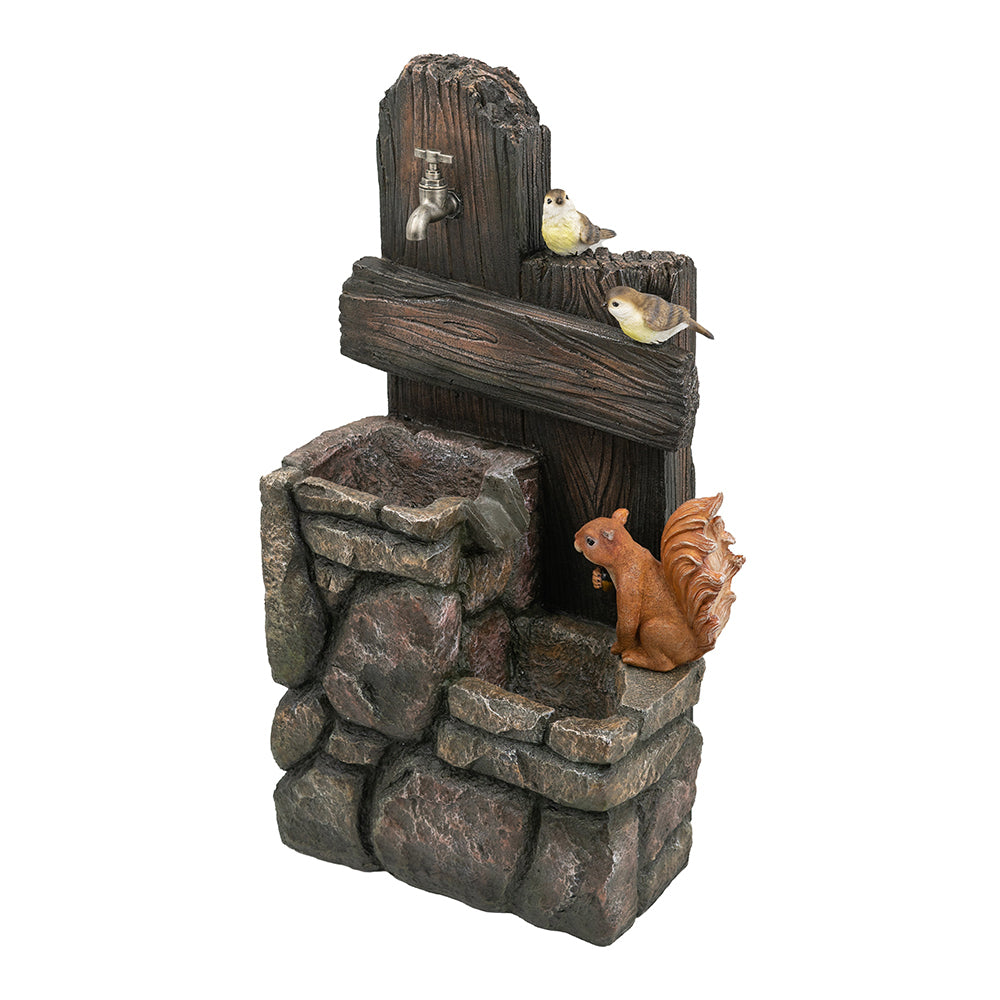11x13.4x31.5" Rustic Decorative Tree Trunk 5 Tier Water Fountain, with Light and Pump, for Indoor and Outdoor