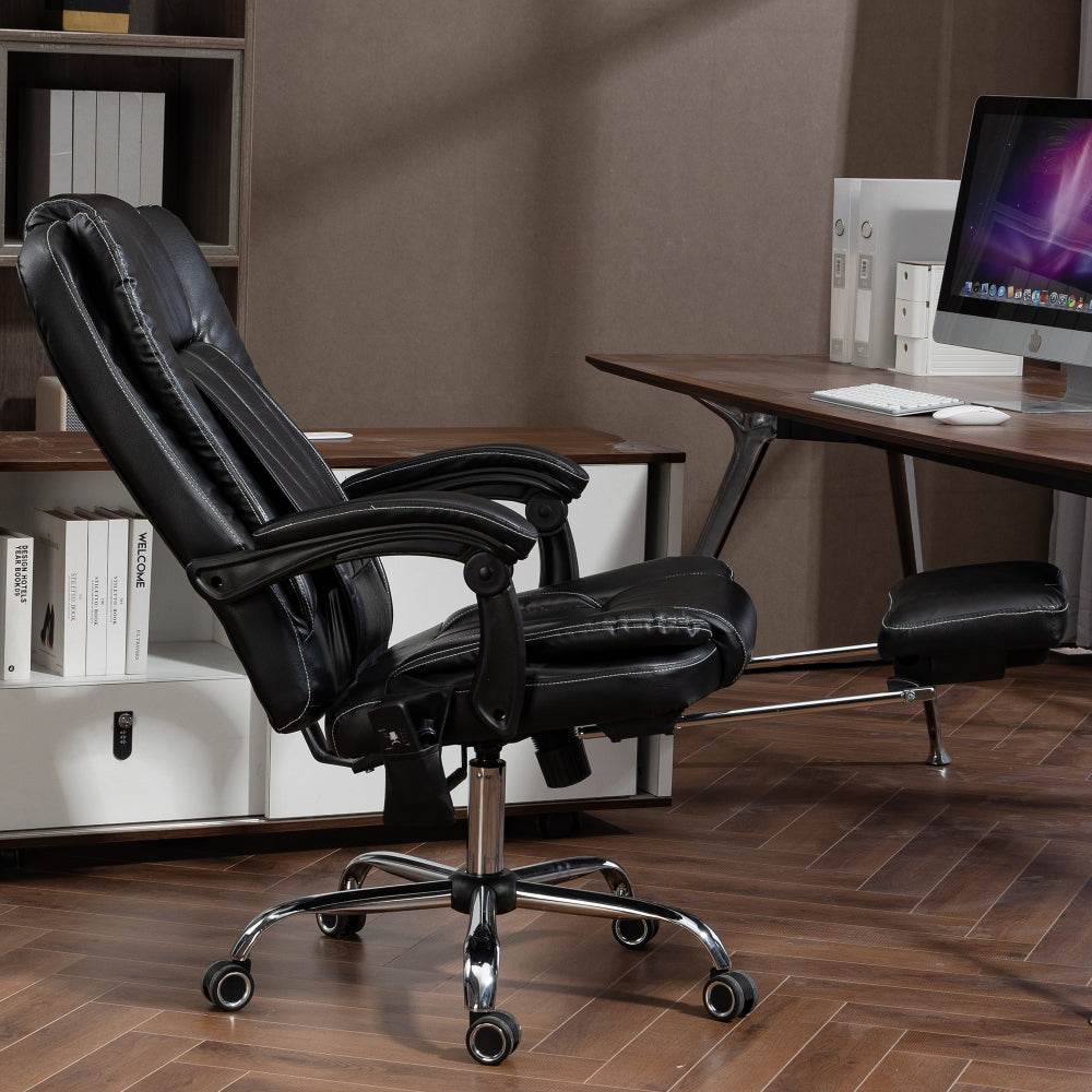 Massage Office Chair with Heat, Footrest, Black