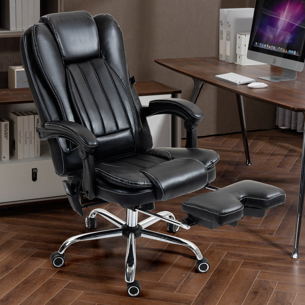 Massage Office Chair with Heat, Footrest, Black