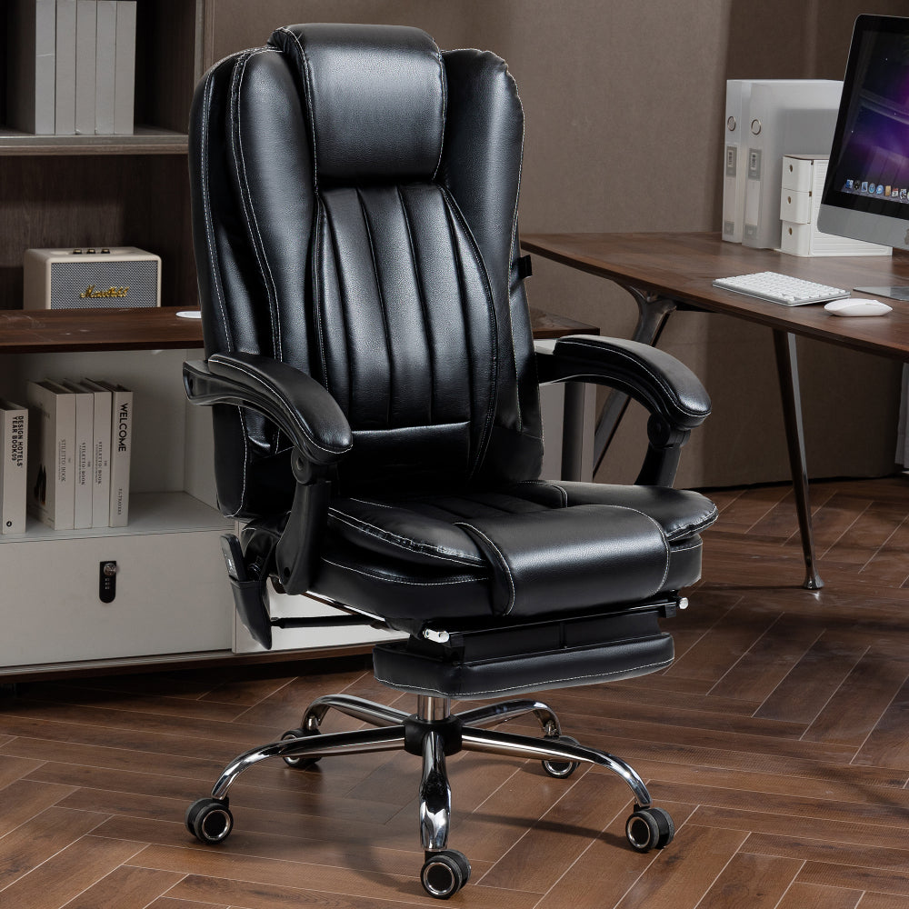 Massage Office Chair with Heat, Footrest, Black