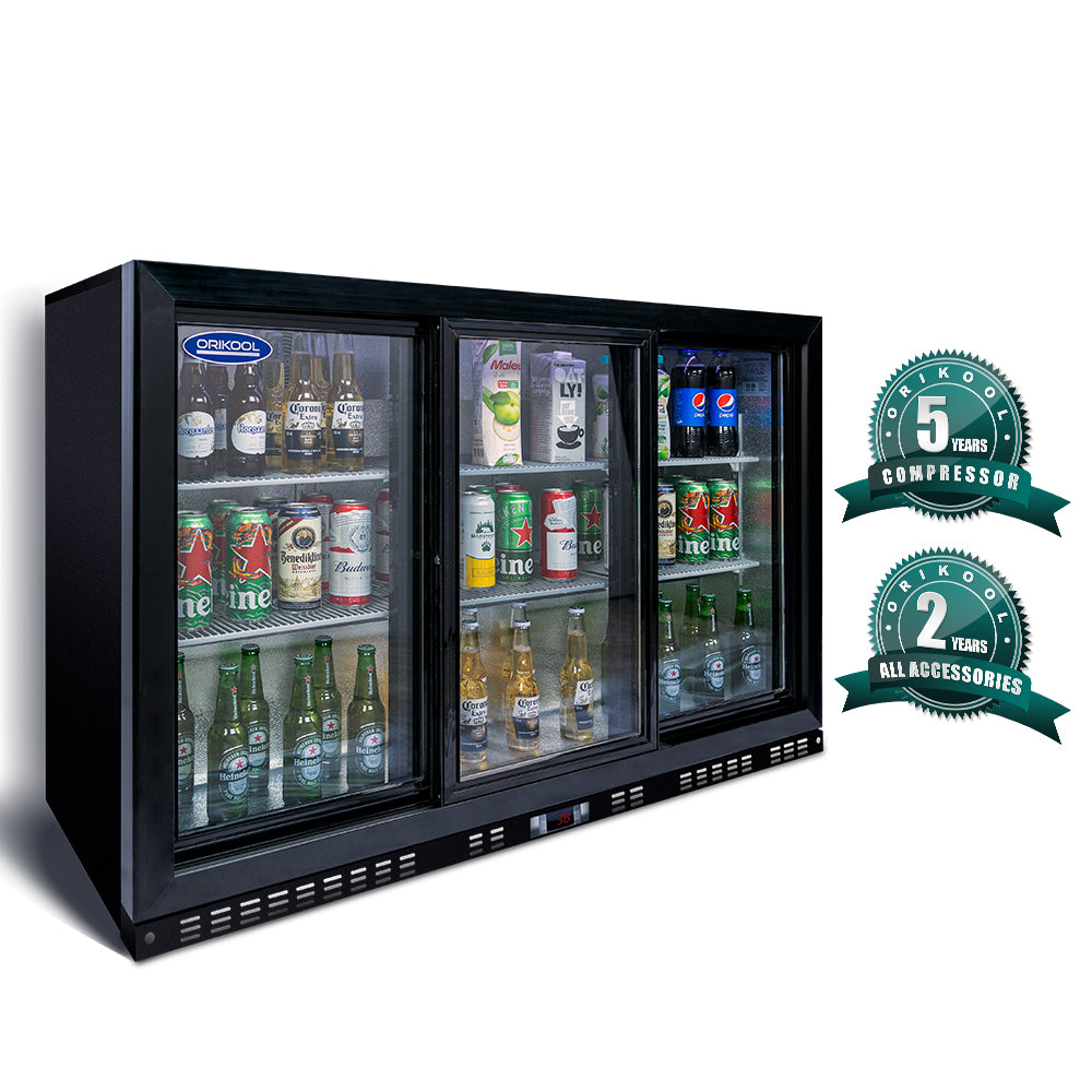 ORIKOOL 53 inch Beverage Refrigerators 3 Glass Door Back Bar, 480 Cans Cooler, Commercial Beer Wine and Drink Fridge, 11.3 Cu.Ft
